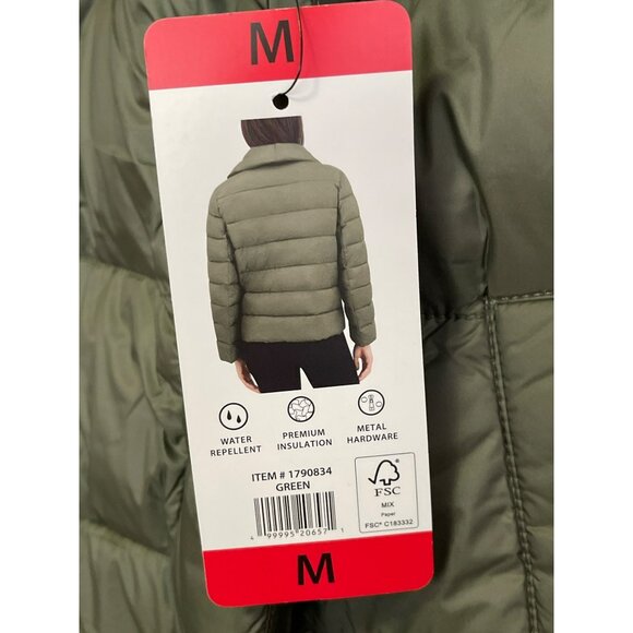 Tahari Erika Quilted Puffer Green Jacket Winter Coat Size Medium NWT - Picture 6 of 6